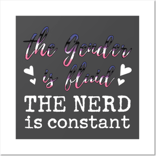 Fluid Gender, Constant Nerd (white) Posters and Art